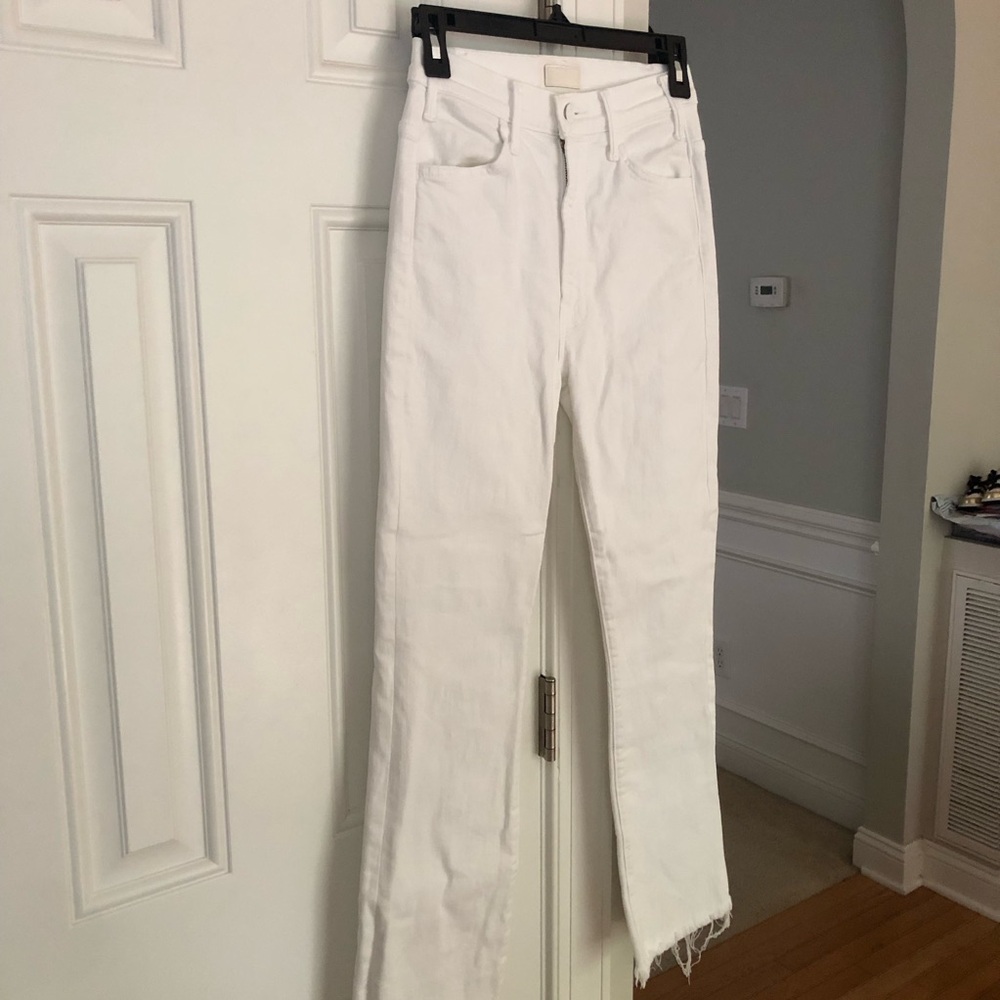 New: MOTHER The Hustler Ankle Fray White Denim. Size 25